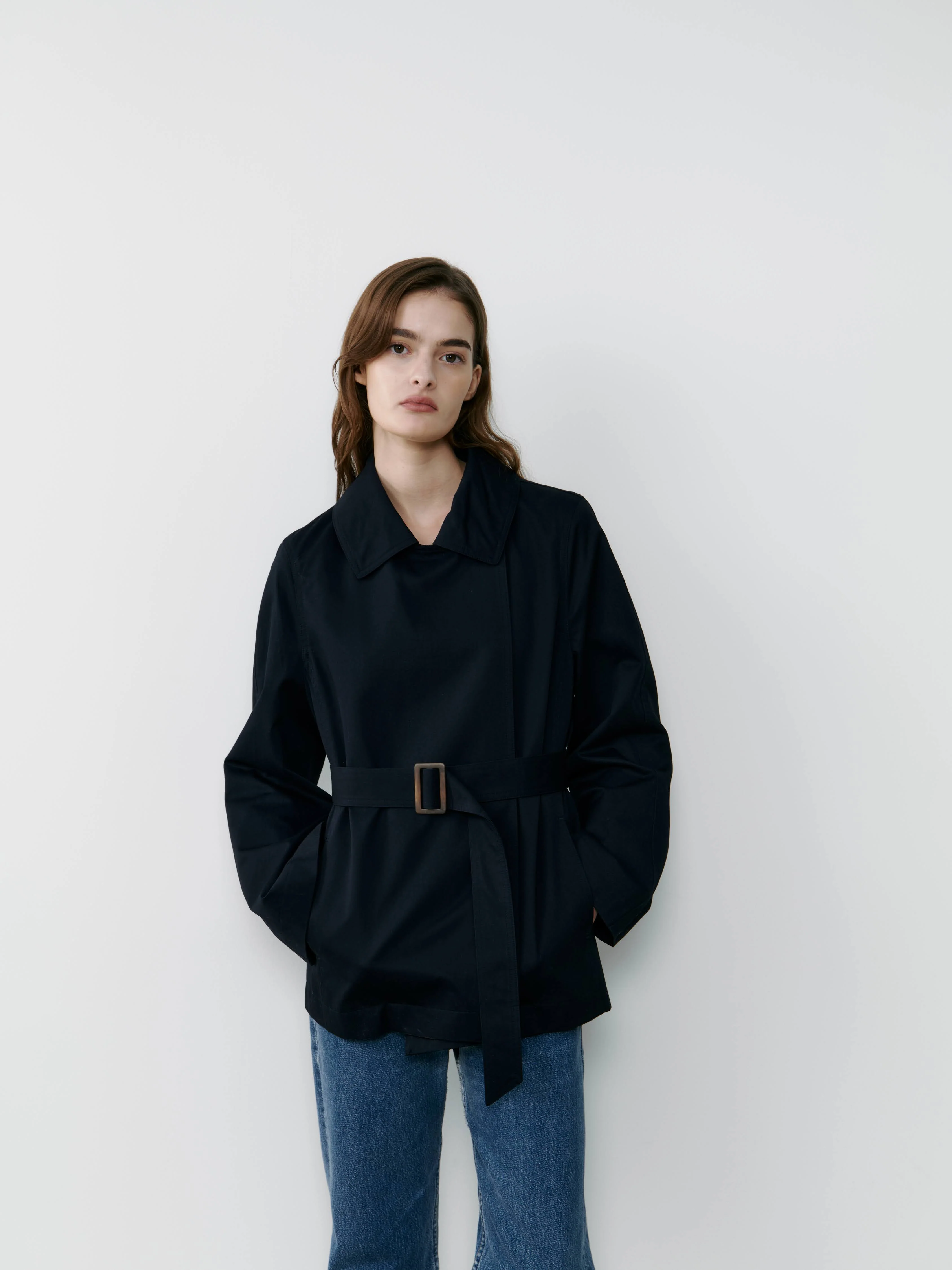 THE TAILORED TRENCH JACKET- NAVY - Image 3