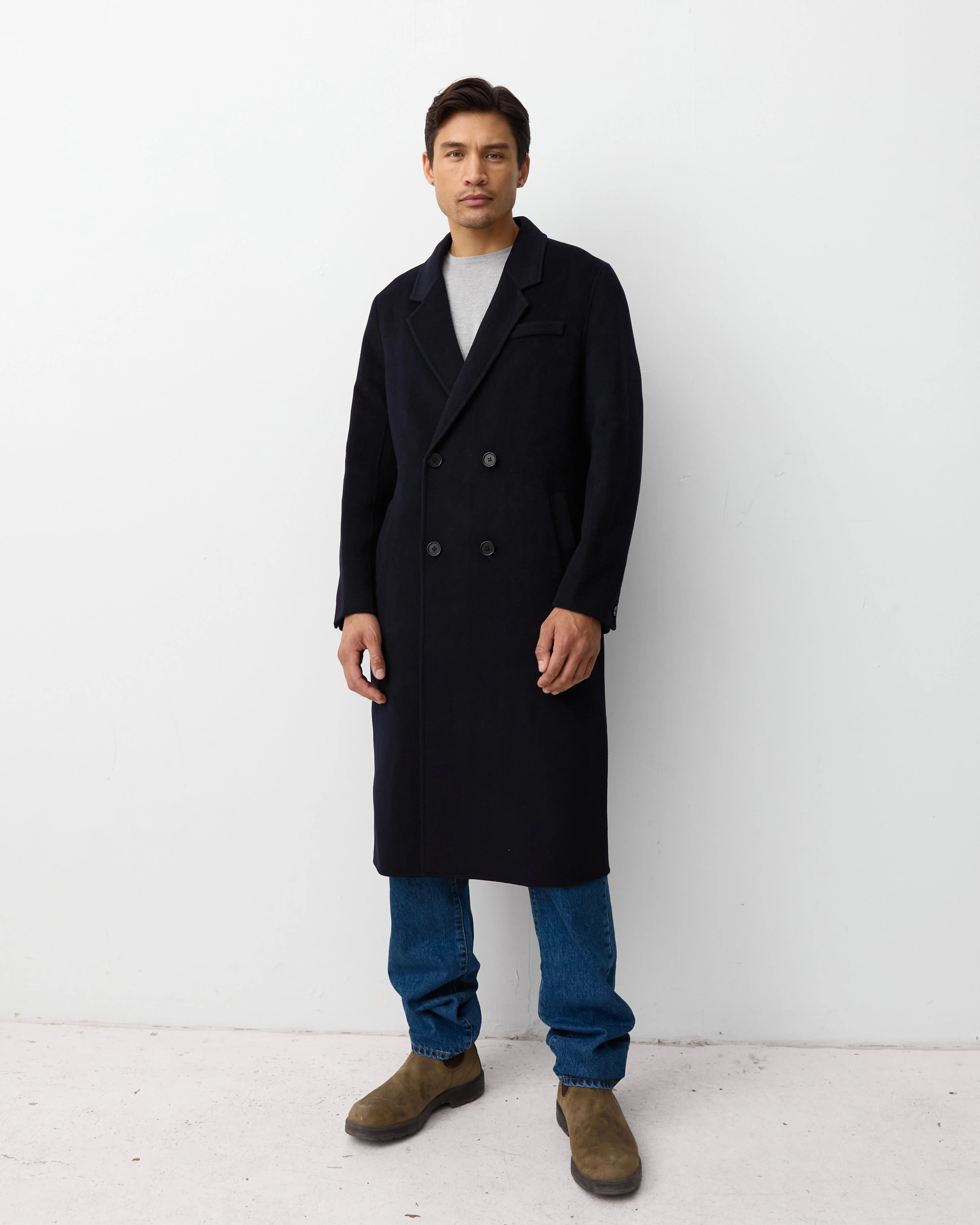 THE MENS DOUBLE BREASTED COAT - NAVY - Image 6