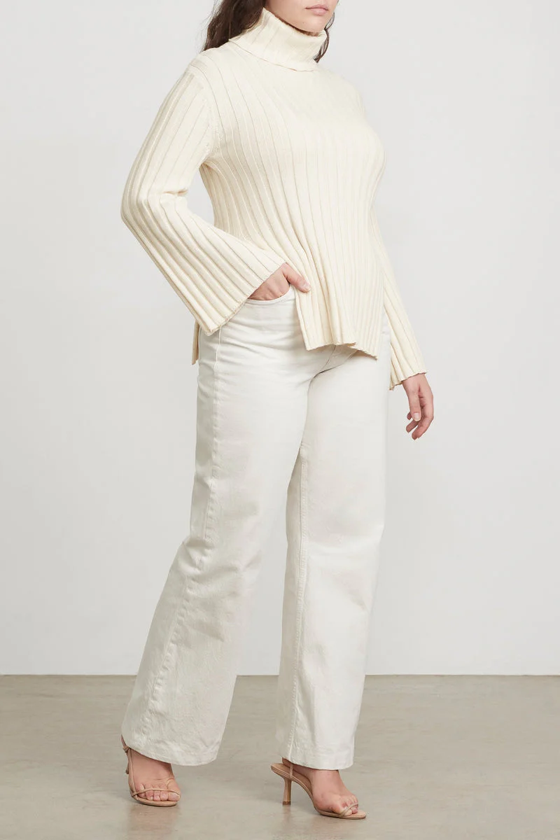 THE RIBBED TURTLENECK - IVORY - Image 3