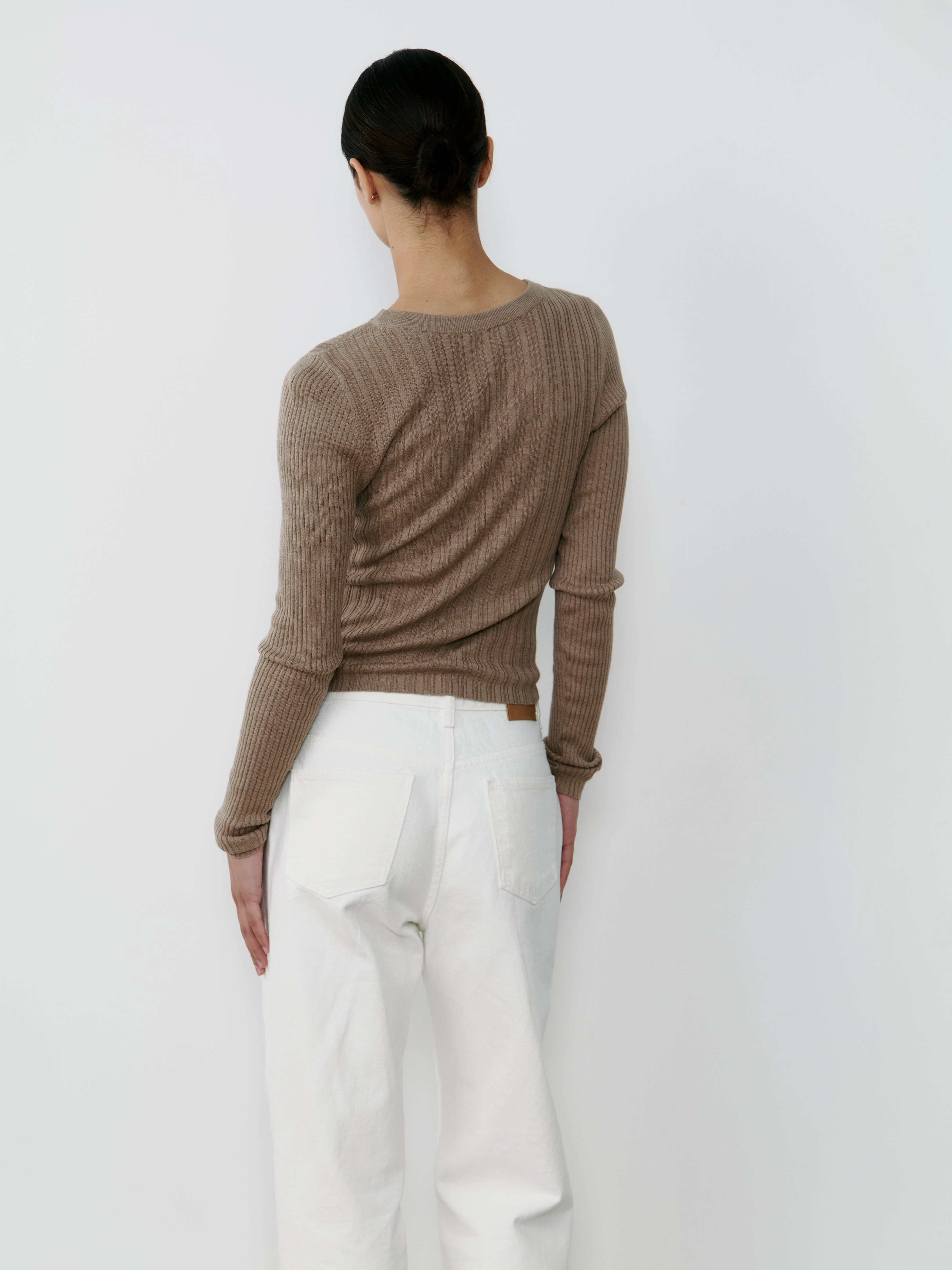 THE SILK RIBBED BOATNECK - MINK - Image 4